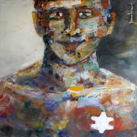 "Coração Brincante" – óleo s/ tela - quadro original com moldura